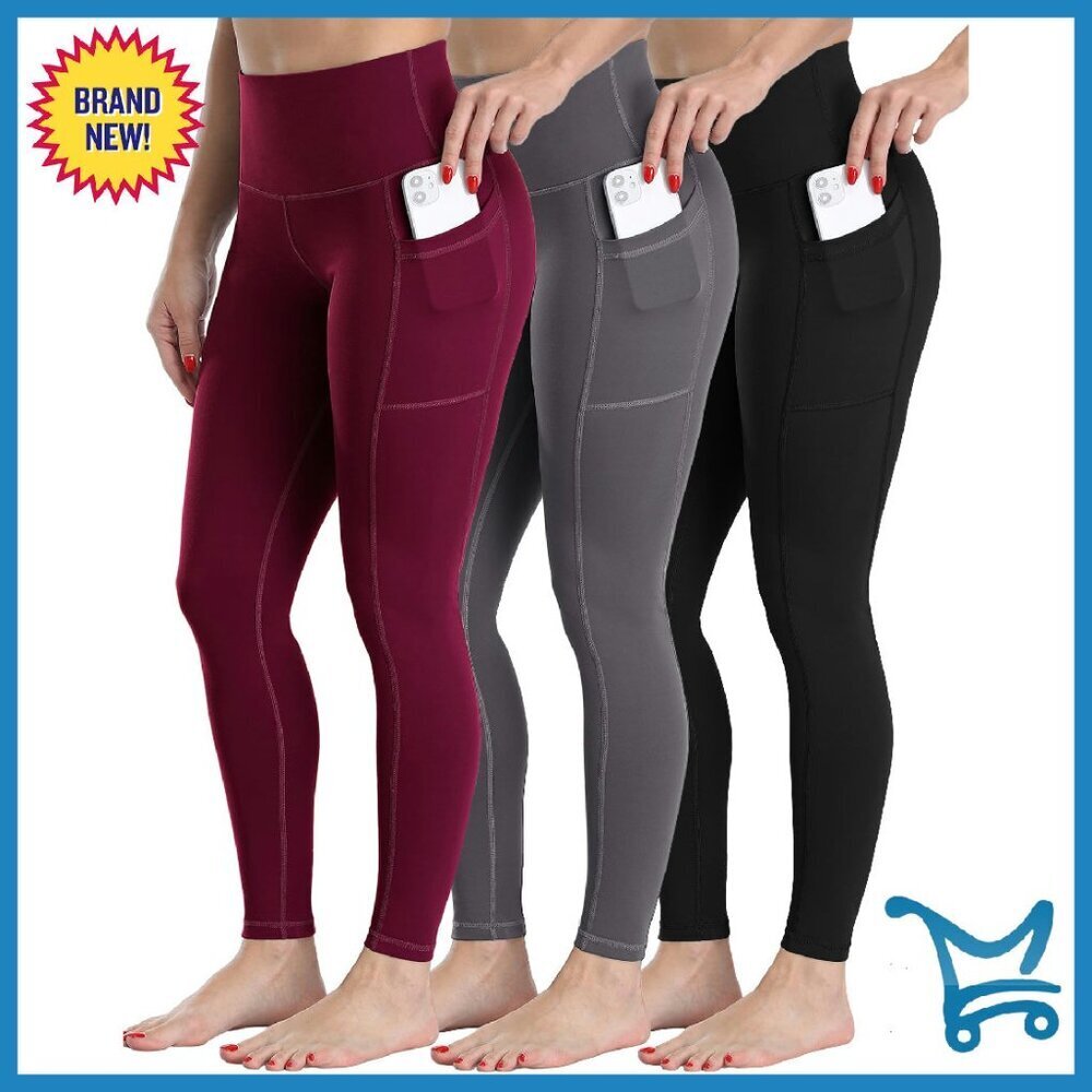 Fleece Lined Leggings with Pockets High Waisted Thermal Yoga Pants